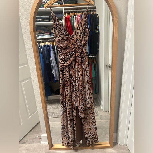 Michael Costello x REVOLVE Natalia Gown in Brown Animal Medley - Picture 4 of 11